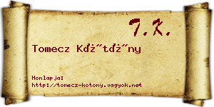 Tomecz Kötöny névjegykártya